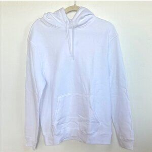 H&M Men's Solid Plain White Sweatshirt Pullover Hoodie K2 Kangaroo Pocket NEW